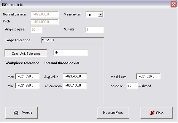 Plug Gauge Tolerance Chart